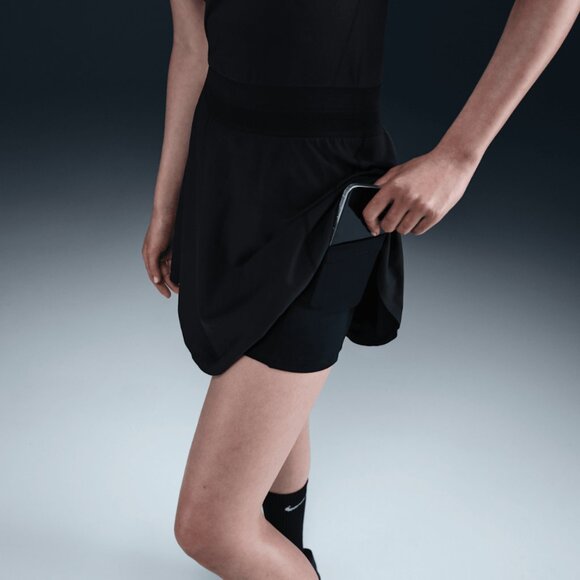 Women's Nike Court Ace Advantage Dri-FIT Tennis Skirt Black White - Picture 5 of 15